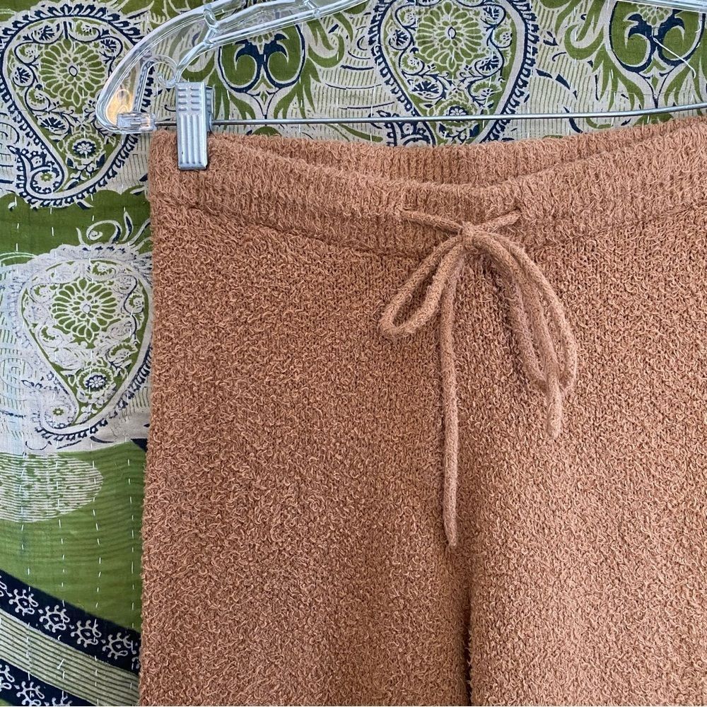 Reformation Monte Camel Plush Drawstring Chic Fuzzy Jogger Pants Size Medium - Picture 5 of 14